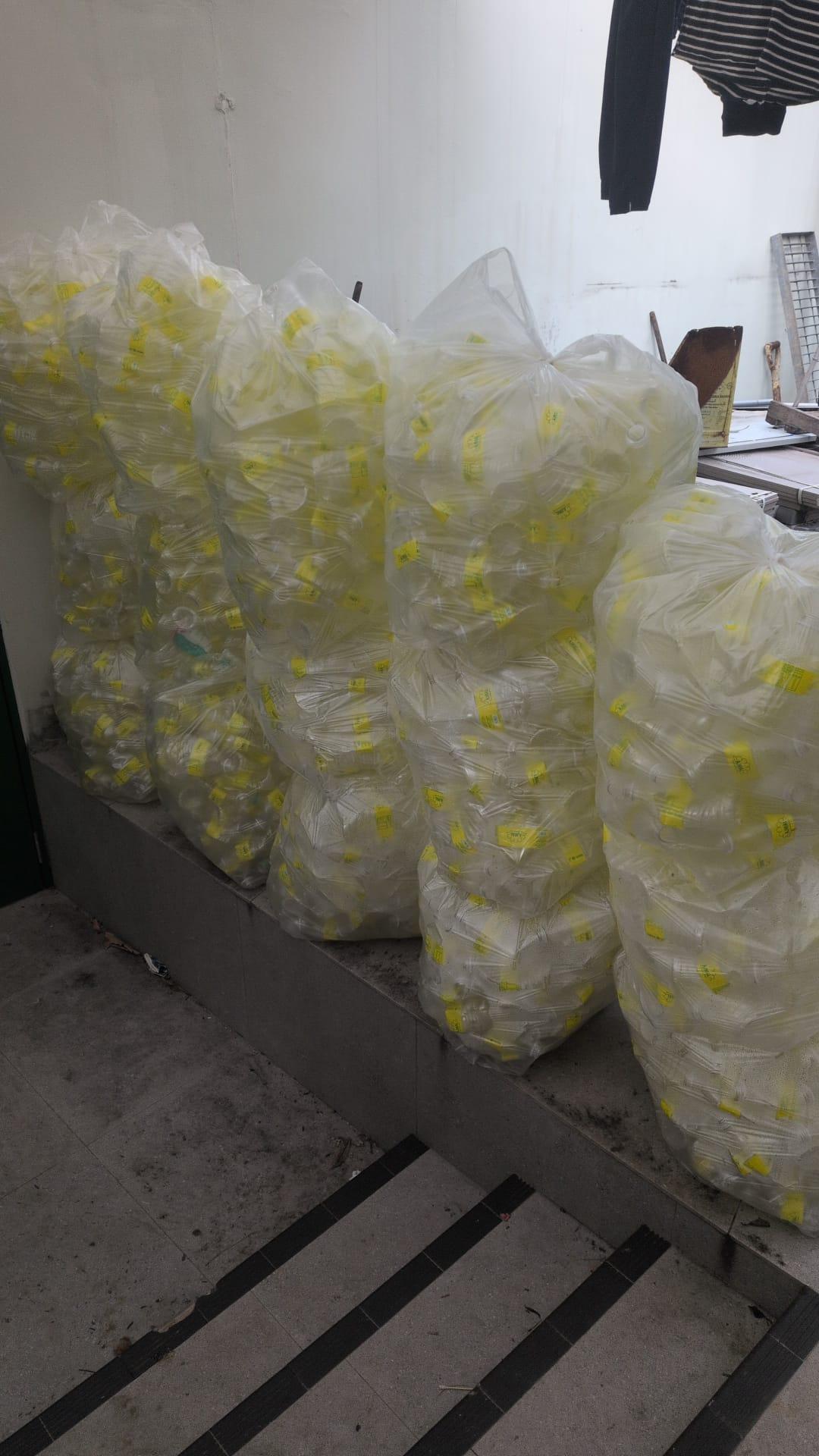 collected bottles for recycling